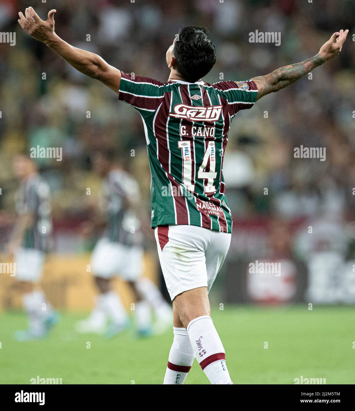 Rio de Janeiro, Brésil. 02nd avril 2022. RJ - Rio de Janeiro - 02/04/2022 - CARIOCA 2022 FINAL, FLUMINENSE X FLAMENGO - joueur de Fluminense German Cano célèbre son but lors d'un match contre Flamengo au stade Maracana pour le championnat Carioca 2022. Photo: Jorge Rodrigues/AGIF crédit: AGIF/Alay Live News Banque D'Images