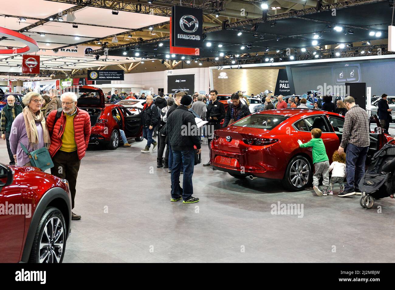 Toronto, ON, Canada - le 15 février 2019 : les visiteurs voient les voitures présentées à l'exposition lors du salon international canadien de l'auto 2019 à Metro Toro Banque D'Images