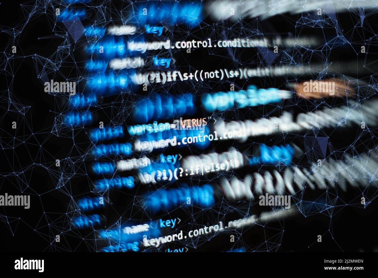 Écran de code de programmation du développeur logiciel. Temps de travail de programmation logicielle. Banque D'Images