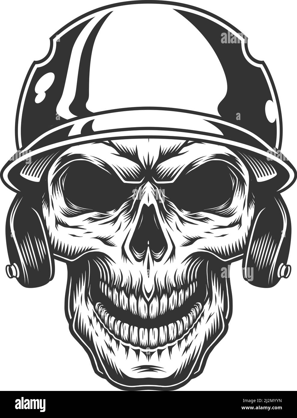 Crâne dans le casque de base-ball. Illustration vectorielle vintage Illustration de Vecteur