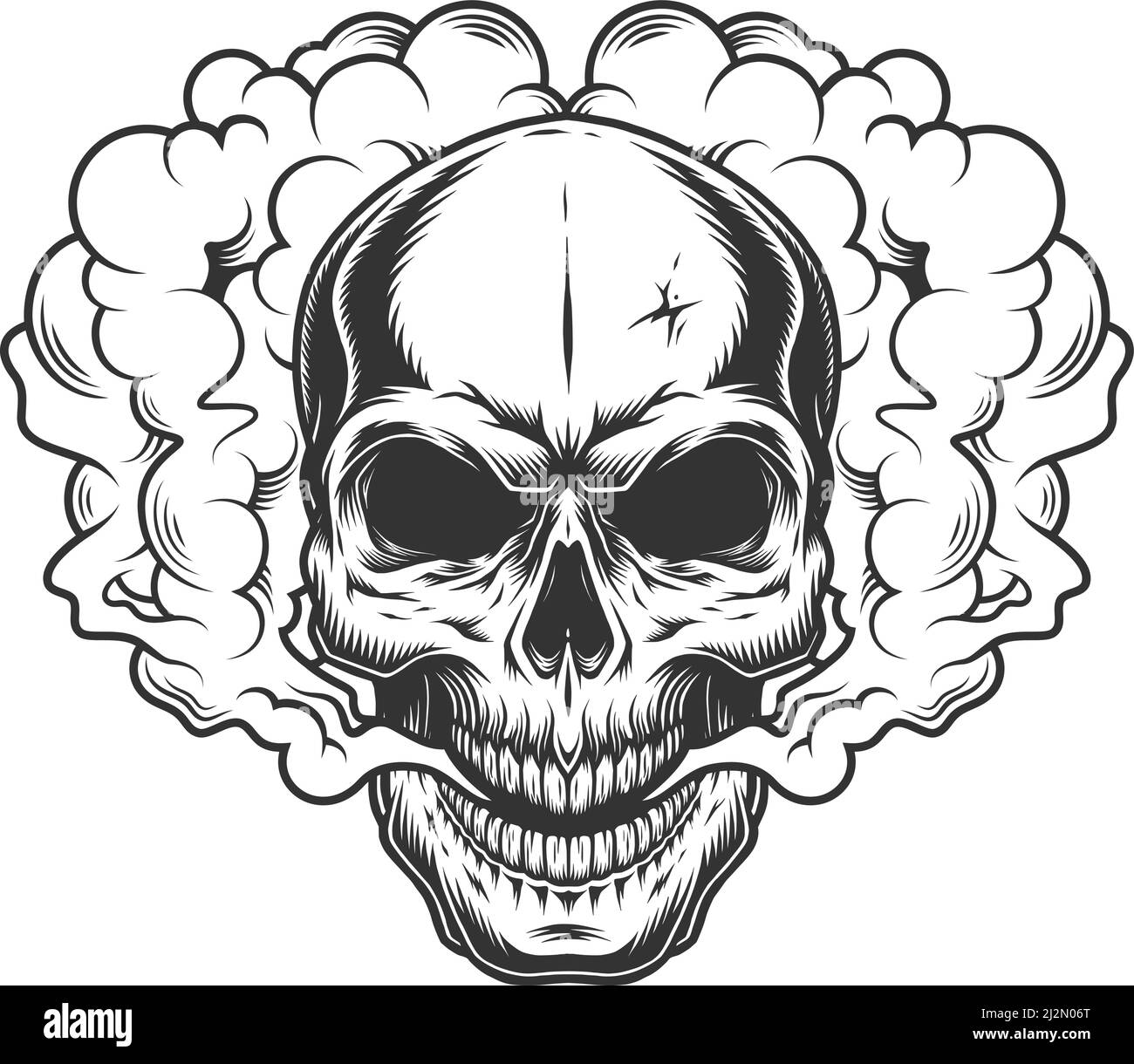 Crâne dans la fumée. Concept d'illustration vectorielle de couche Illustration de Vecteur