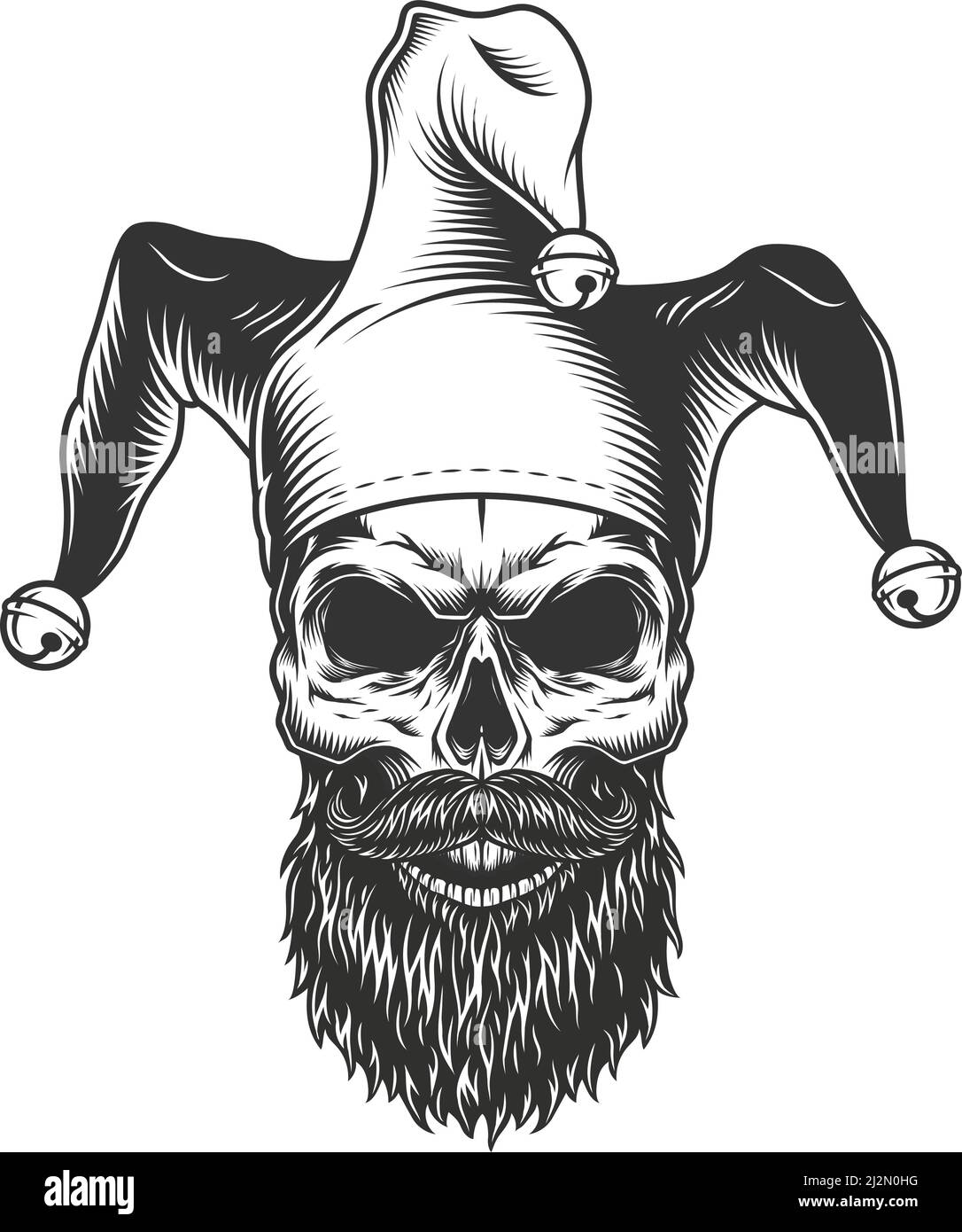 Crâne dans le chapeau de jester. Illustration vectorielle Illustration de Vecteur