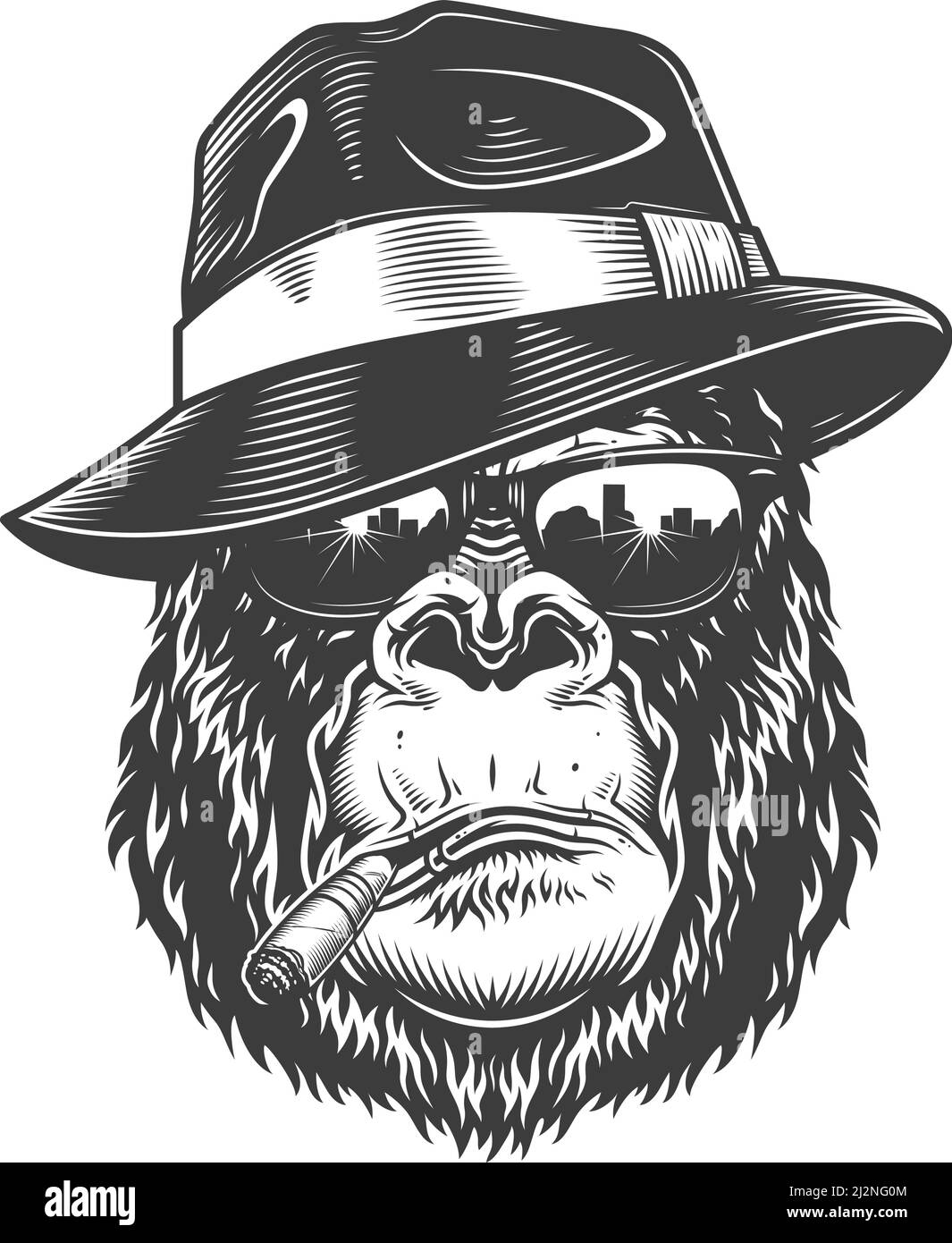 Tête Gorilla de style monochrome. Illustration vectorielle Illustration de Vecteur