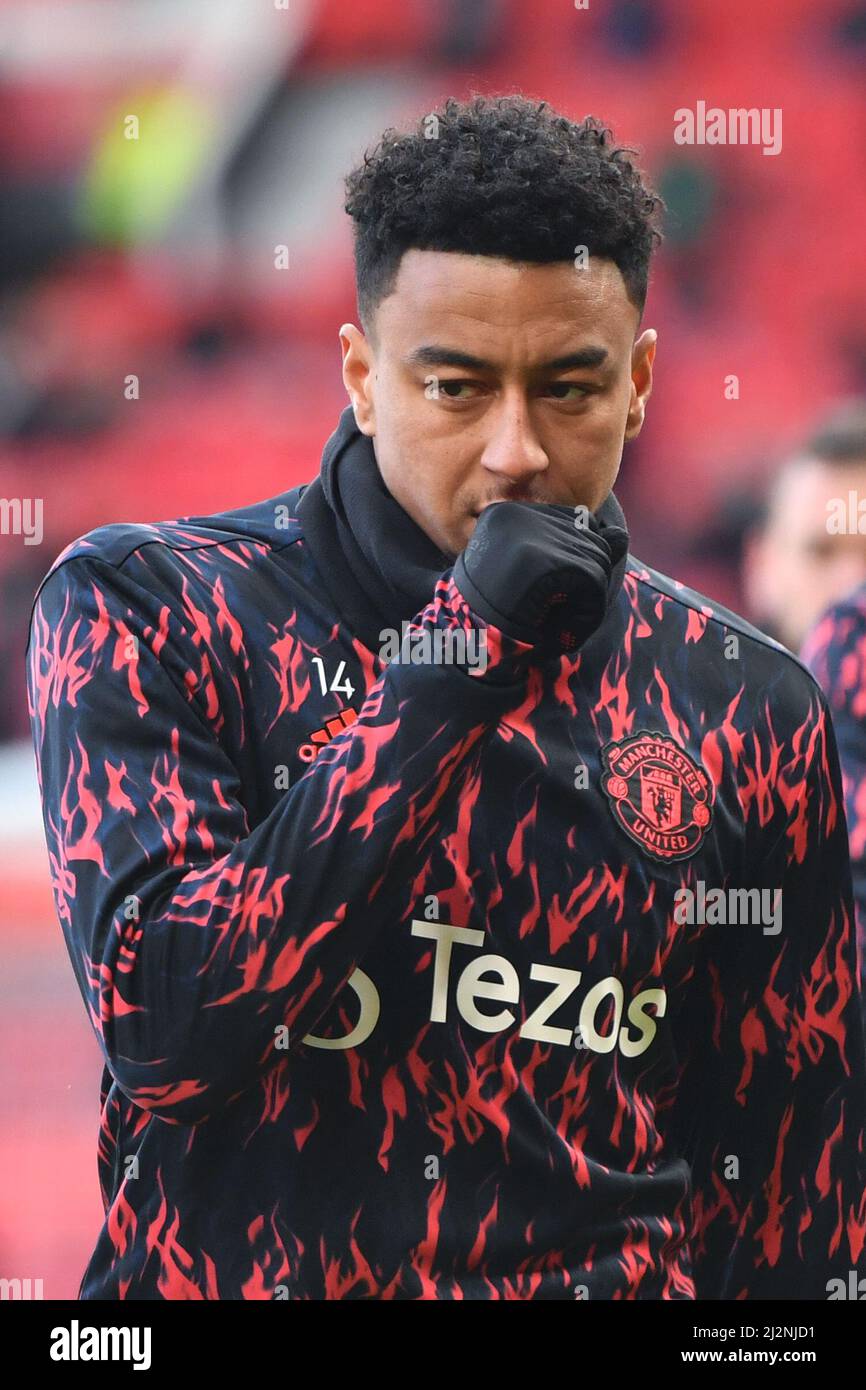 Jesse Lingard de Manchester United lors du match de la Premier League à Old Trafford, Grand Manchester, Royaume-Uni. Date de la photo: Samedi 2 avril 2022. Le crédit photo devrait se lire: Anthony Devlin Banque D'Images