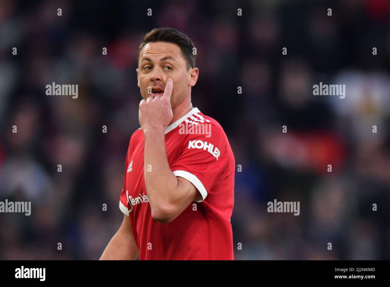 Nemanja Matic de Manchester United lors du match de la Premier League à Old Trafford, dans le Grand Manchester, au Royaume-Uni. Date de la photo: Samedi 2 avril 2022. Le crédit photo devrait se lire: Anthony Devlin Banque D'Images