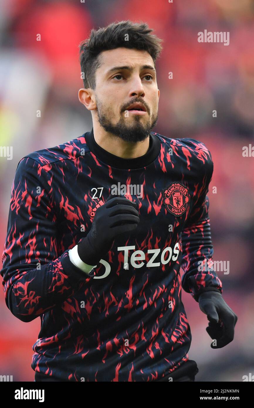 Alex Telles de Manchester United lors du match de la Premier League à Old Trafford, Grand Manchester, Royaume-Uni. Date de la photo: Samedi 2 avril 2022. Le crédit photo devrait se lire: Anthony Devlin Banque D'Images