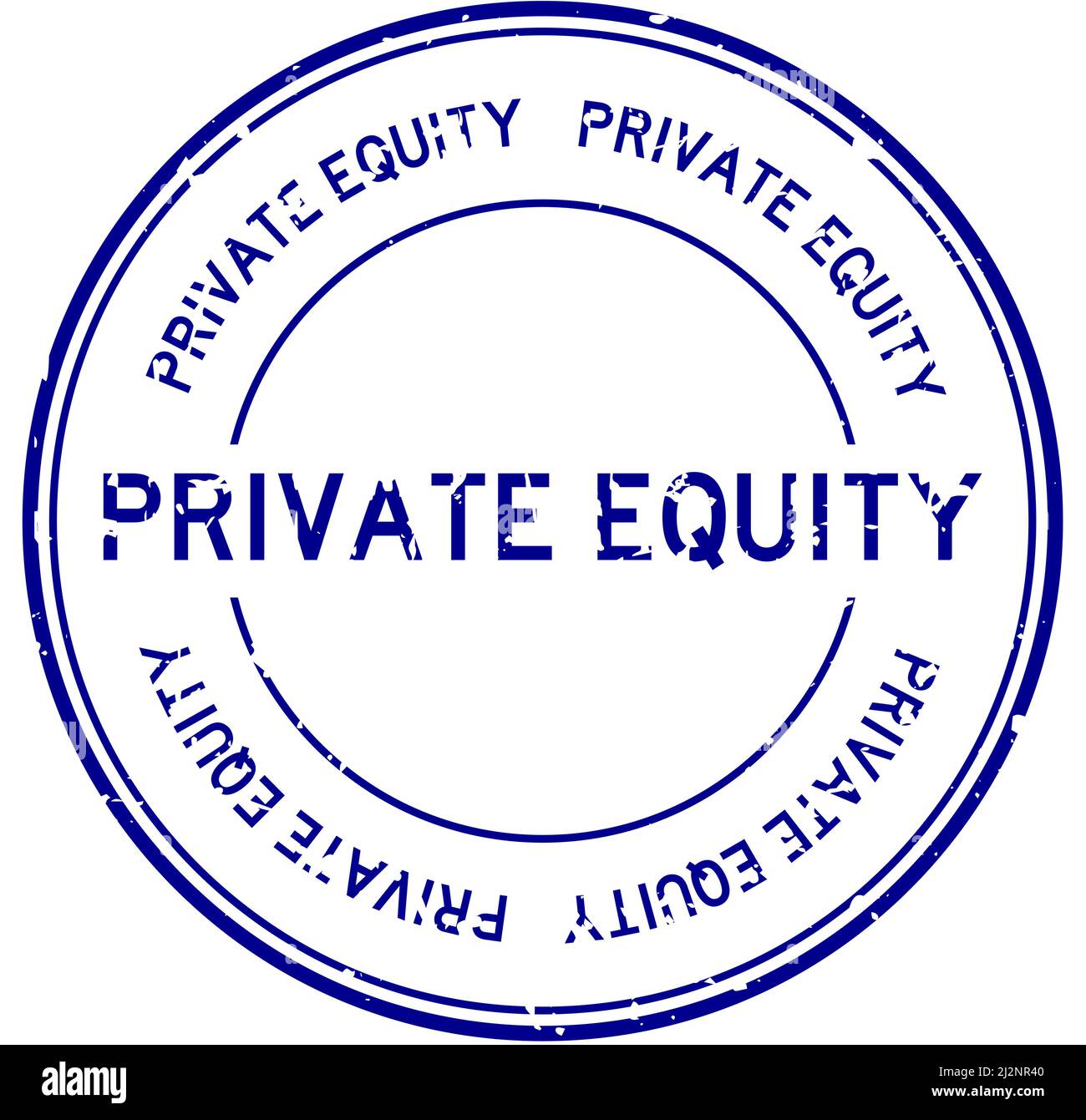 Grunge bleu private equity mot rond joint caoutchouc timbre sur fond blanc Illustration de Vecteur
