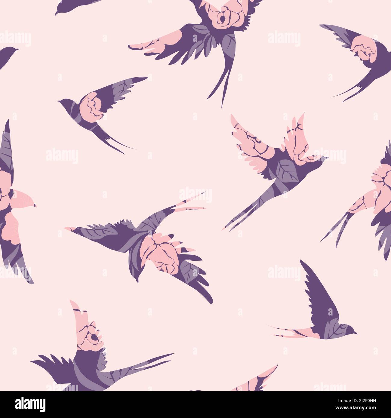 Motif sans couture de silhouettes hirondelles. Oiseaux volants sous différents angles. Un élément de conception vectorielle. Illustration de Vecteur
