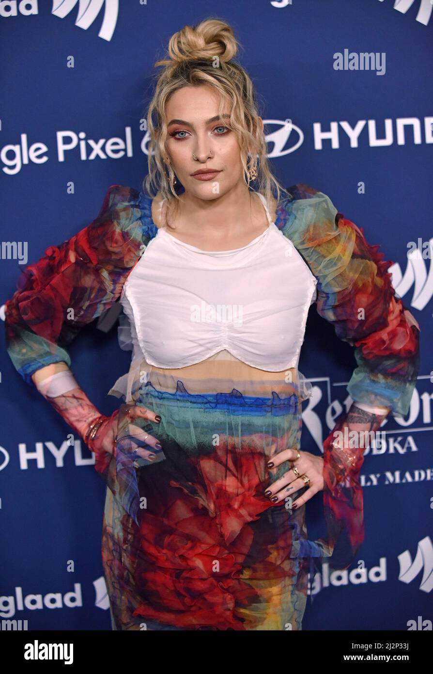 Beverly Hills, États-Unis. 2nd avril 2022. Paris Jackson arrive sur le tapis rouge pour les GLAAD Media Awards 33rd au Beverly Hilton à Beverly Hills, Californie, le samedi 2 avril 2022. Photo de Chris Chew/UPI crédit: UPI/Alay Live News Banque D'Images