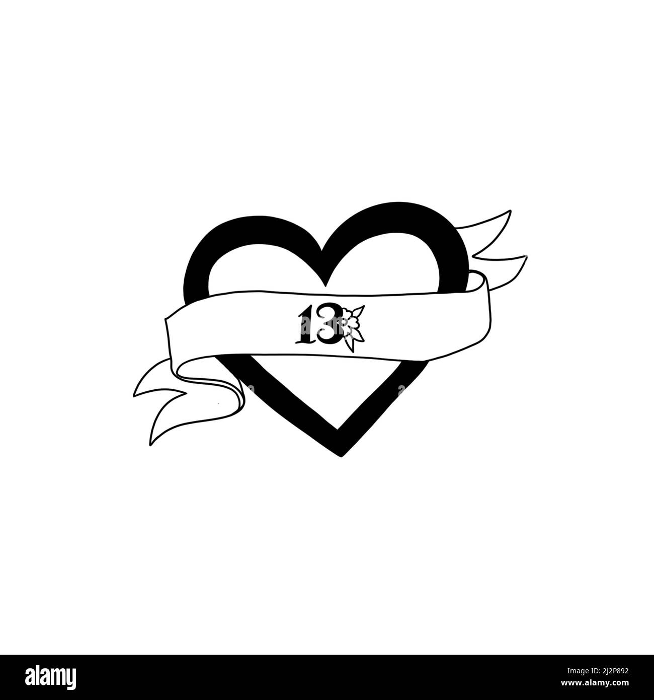 Coeur tatouage avec ruban et le mot maman . Vieille école rétro illustration . idée pour un tatouage Banque D'Images