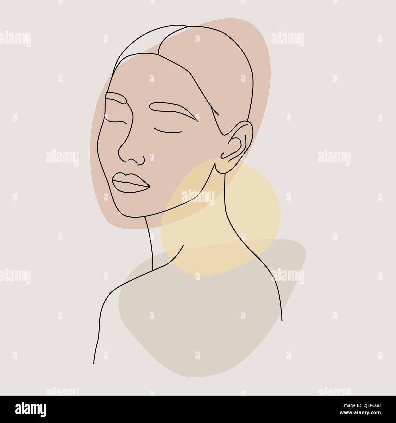 Femme. Une ligne dessinant le visage et les cheveux. Portrait féminin abstrait. L'art moderne du minimalisme. Illustration de Vecteur
