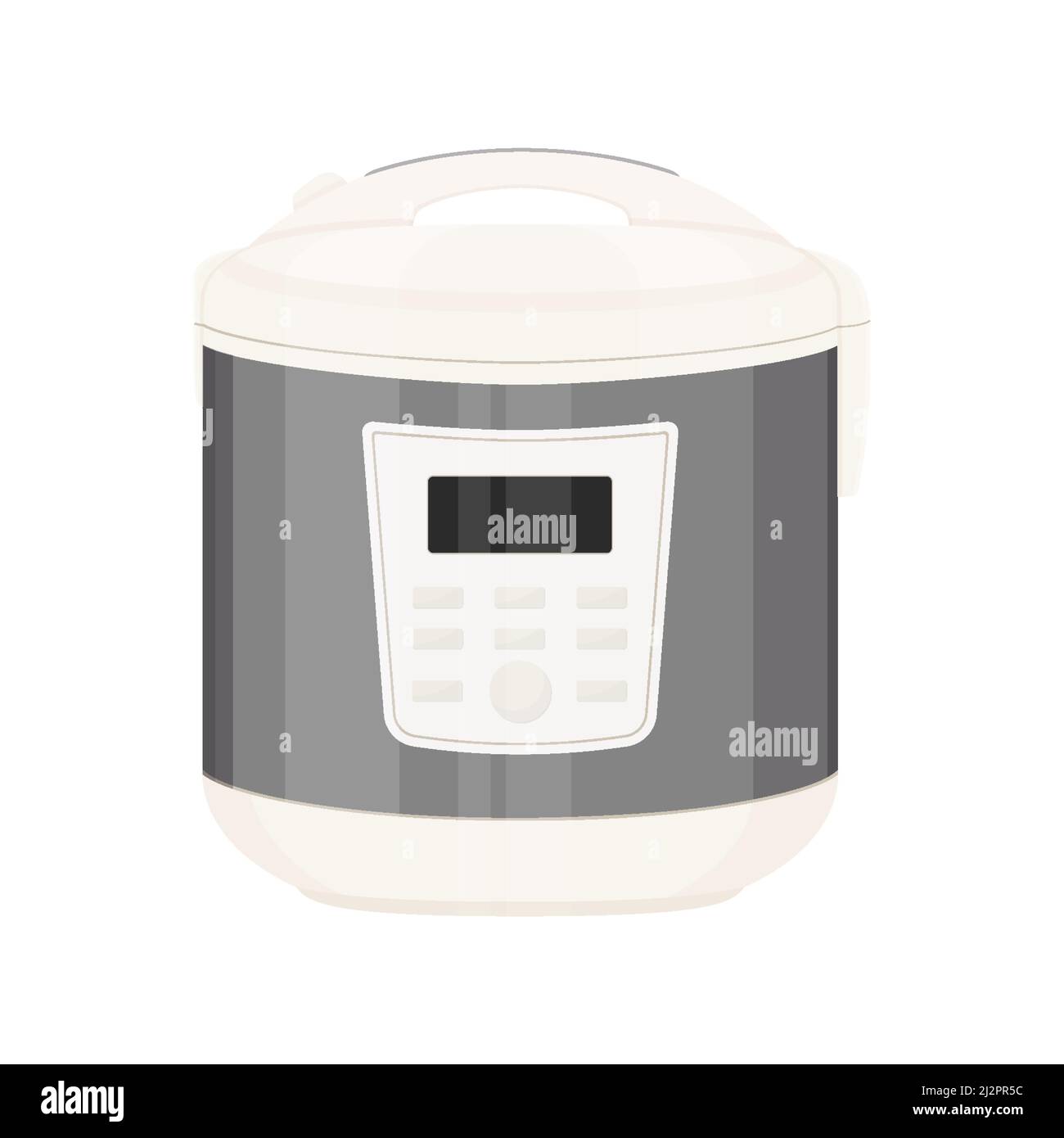 Appareil domestique multicuiseur isolé sur fond blanc. Cuiseur à pression pour cuisiner des aliments sous pression. Conception plate Illustration de Vecteur