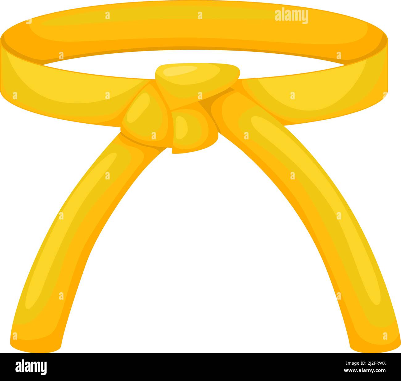 Couleur jaune de la courroie de karaté isolée sur fond blanc.Design emblématique de l'art martial japonais dans un style plat.Illustration vectorielle. Illustration de Vecteur