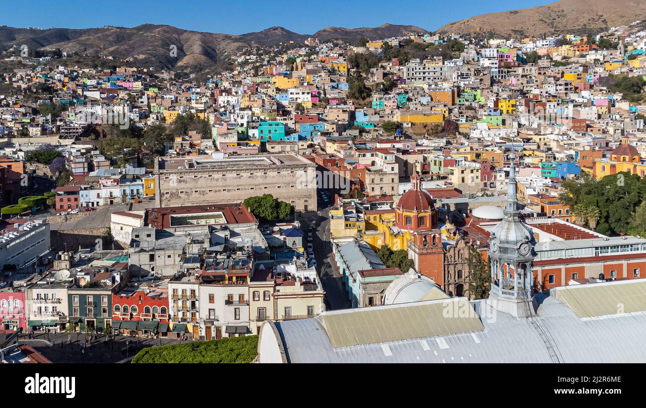 Vue sur les drones de Guanajuato, Mexique Banque D'Images