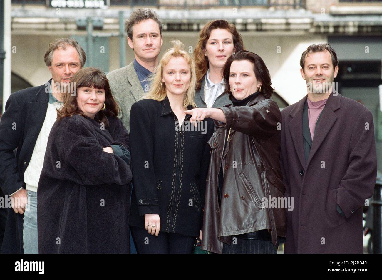 « La bande dessinée présente... » photocall. En photo, Dawn French, Miranda Richardson, Jennifer Saunders, Nigel Planer, Keith Allen. 5th avril 1993. Banque D'Images