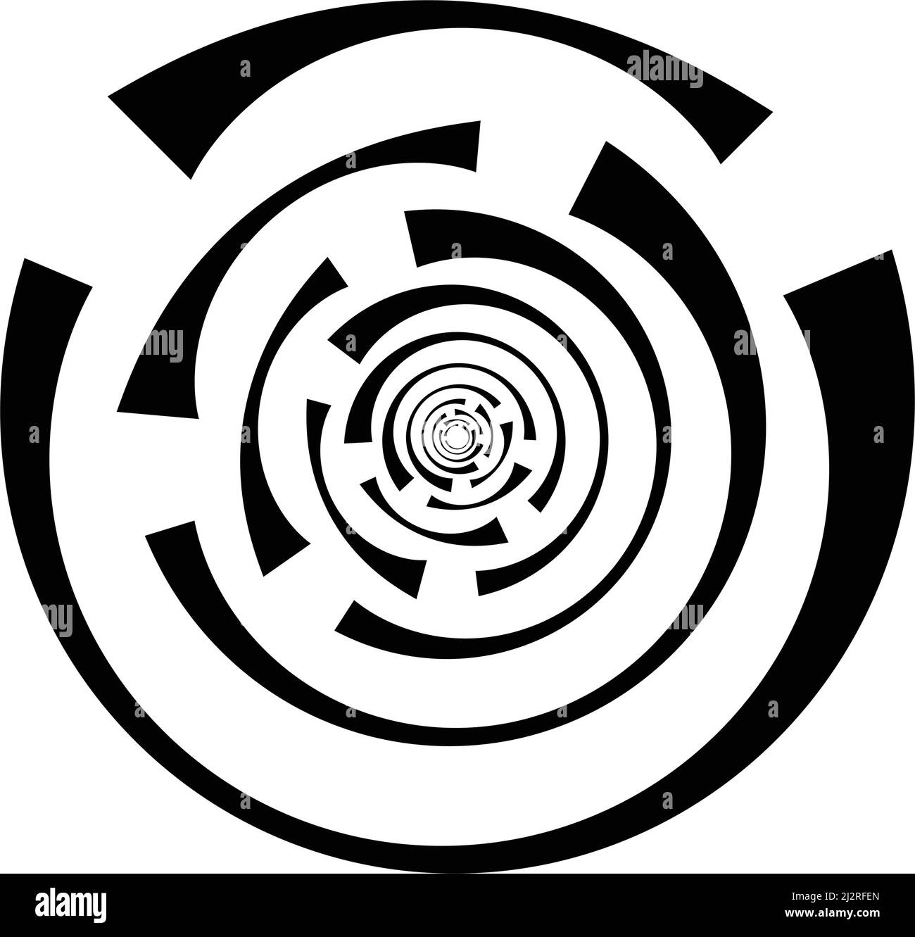 Icône de lignes concentriques, radiales, cercles. Forme de cercle segmentée. Élément de conception spirale, tourbillons, tourbillons et torsades - illustration vectorielle, clip-art gr Illustration de Vecteur