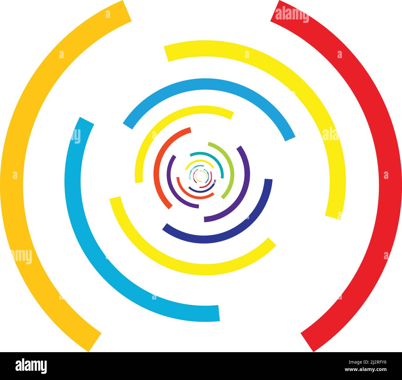 Icône de lignes concentriques, radiales, cercles. Forme de cercle segmentée. Élément de conception spirale, tourbillons, tourbillons et torsades - illustration vectorielle, clip-art gr Illustration de Vecteur