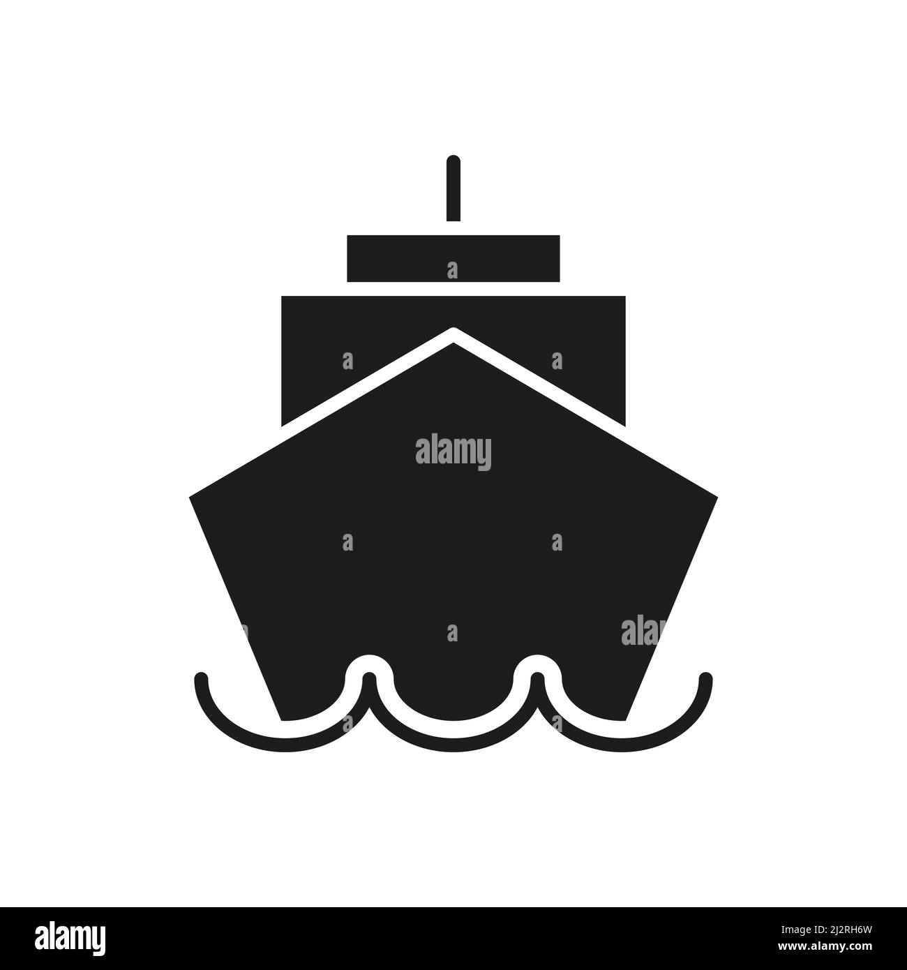 Icône noire bateau. Panneau de silhouette de bateau de croisière. Symbole de transport maritime et maritime. Illustration de Vecteur