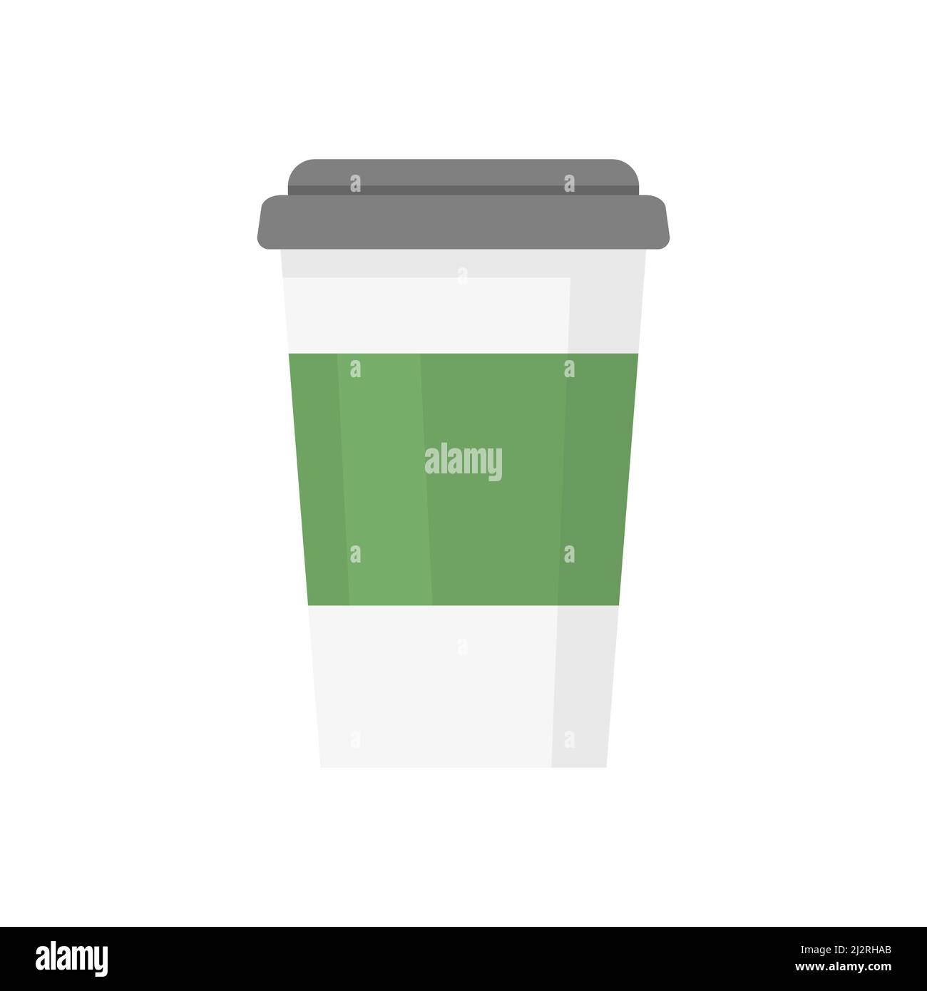 Tasse à café avec support vert. Tasse à café en plastique. Illustration vectorielle isolée sur blanc. Illustration de Vecteur