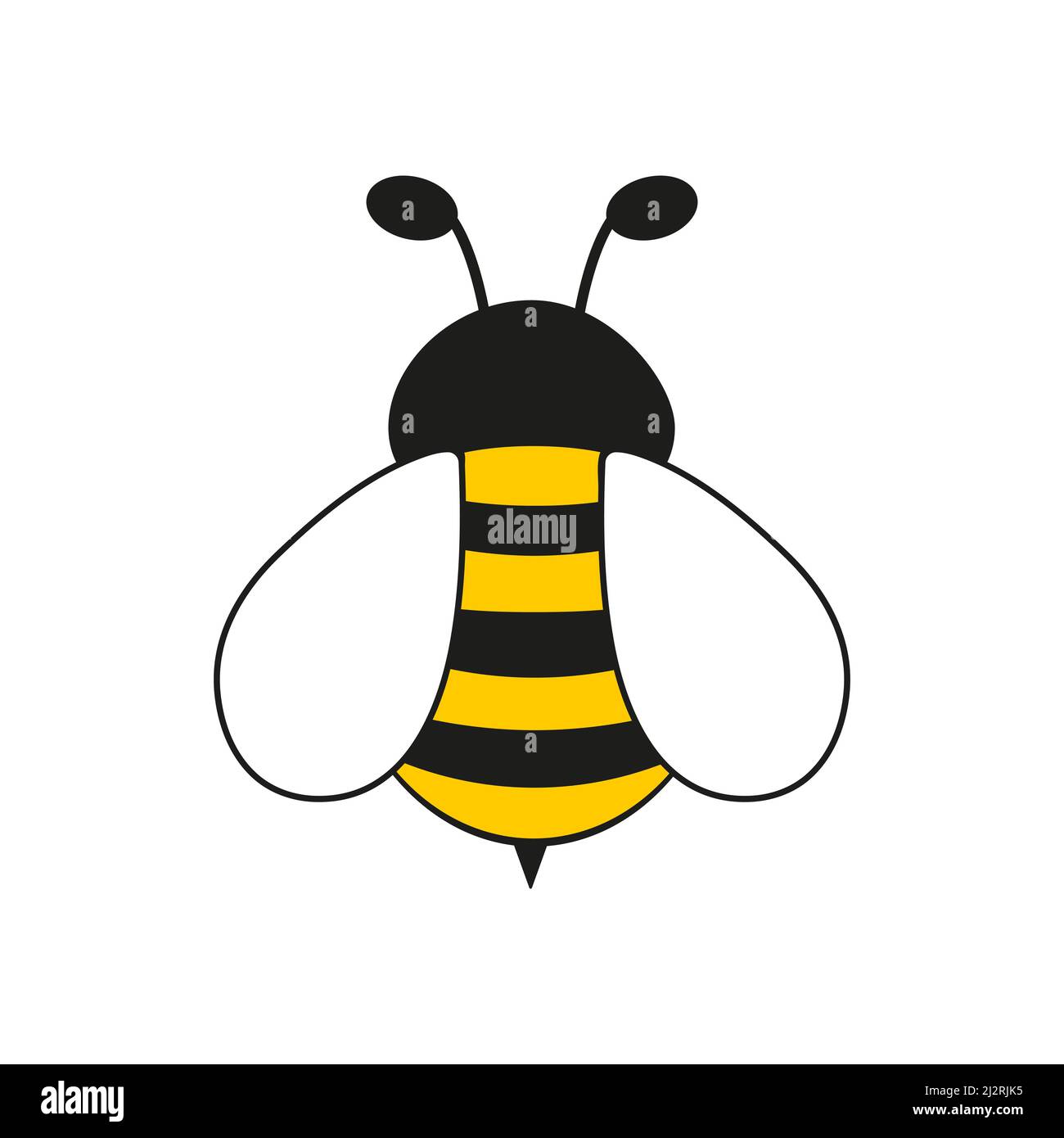 Icône abeille. Personnage d'insecte. Abeille volante de dessin animé. Vecteur isolé sur blanc Illustration de Vecteur