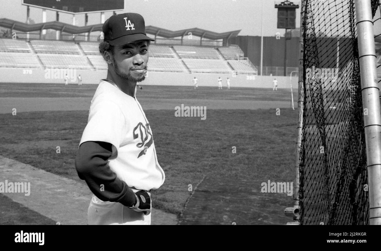 Derrel Thomas au Dodger Stadium, Los Angeles, CA Banque D'Images