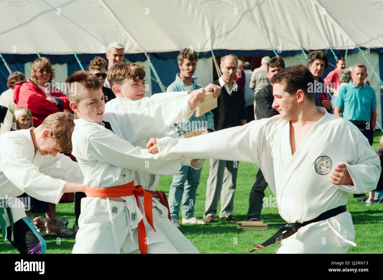 Salon agricole Castleton, 11th septembre 1993. Sur la photo. L'équipe de Judo a mis un meilleur pied en avant dans une démonstration de compétences. Banque D'Images