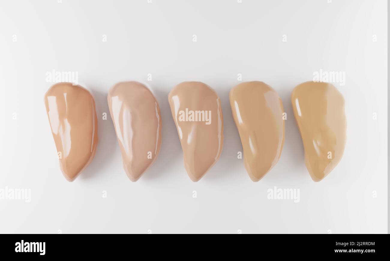 3D rendu. Nuances de cosmétiques de fondation pour la peau. 3d illustration Banque D'Images