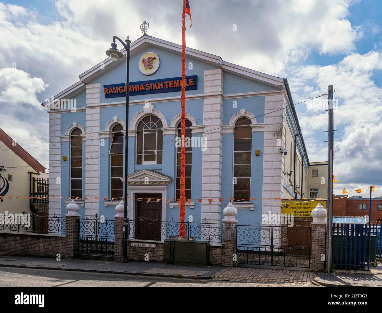 BIRMINGHAM, Royaume-Uni - 28 MAI 2019 : vue extérieure du temple de Ramgarhia Sikh dans Graham Street Banque D'Images