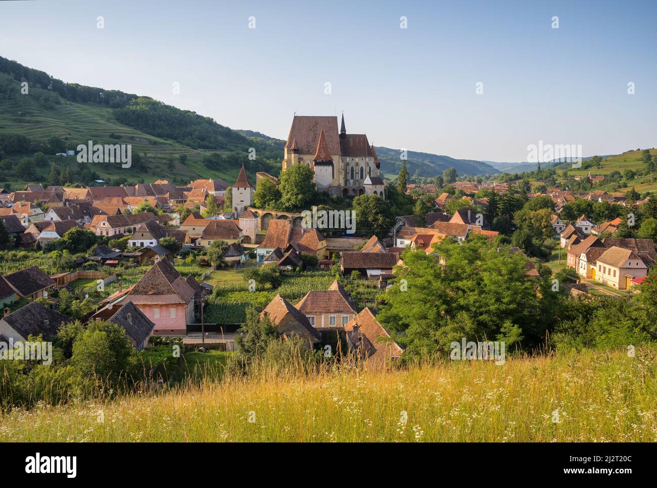 Village de Biertan en Transylvanie, Roumanie, Europe Banque D'Images