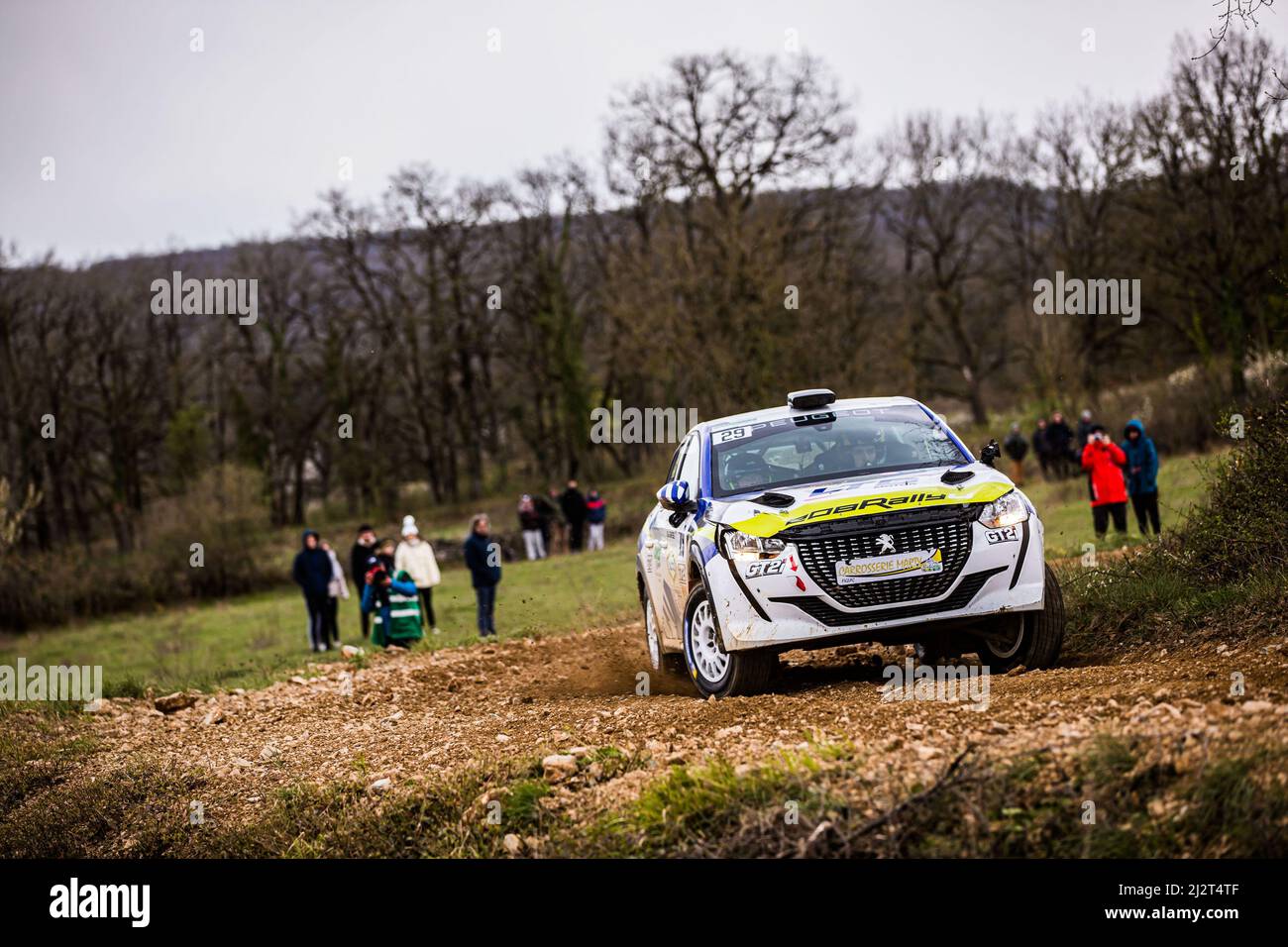 Capdenac, France. 03rd avril 2022. 29 CONSTANT Louis, COPPA Mathieu, Peugeot 208, action pendant le Rallye Terre des Causses, 1st tour du Championnat de France des Rallyes Terre 2022, du 31 mars au 2 avril à Capdenac, France - photo Bastien Roux/DPPI crédit: DPPI Media/Alay Live News Banque D'Images