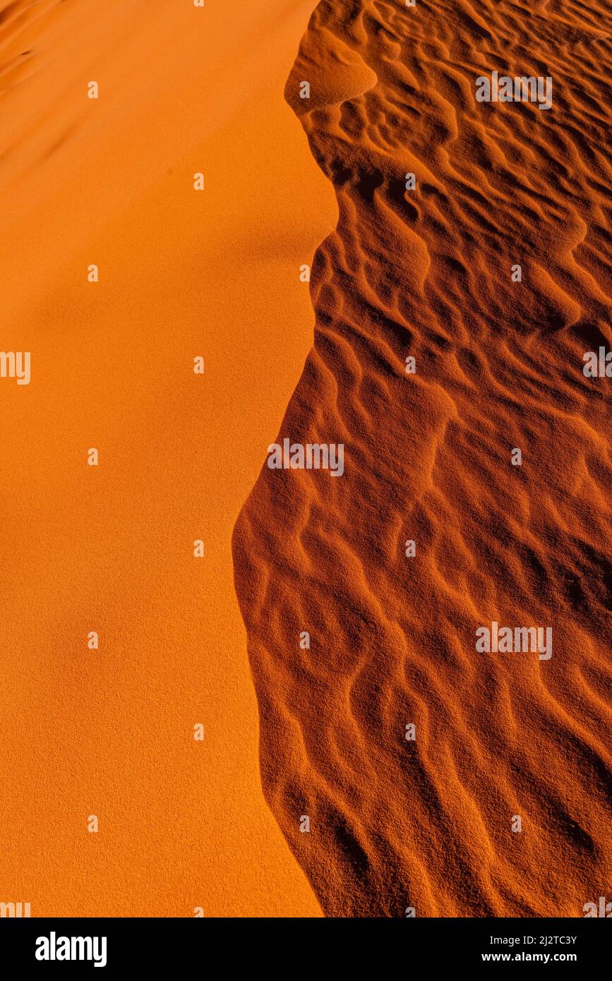 La dune de sable rouge, Wadi Rum, Jordanie, Asie. Banque D'Images