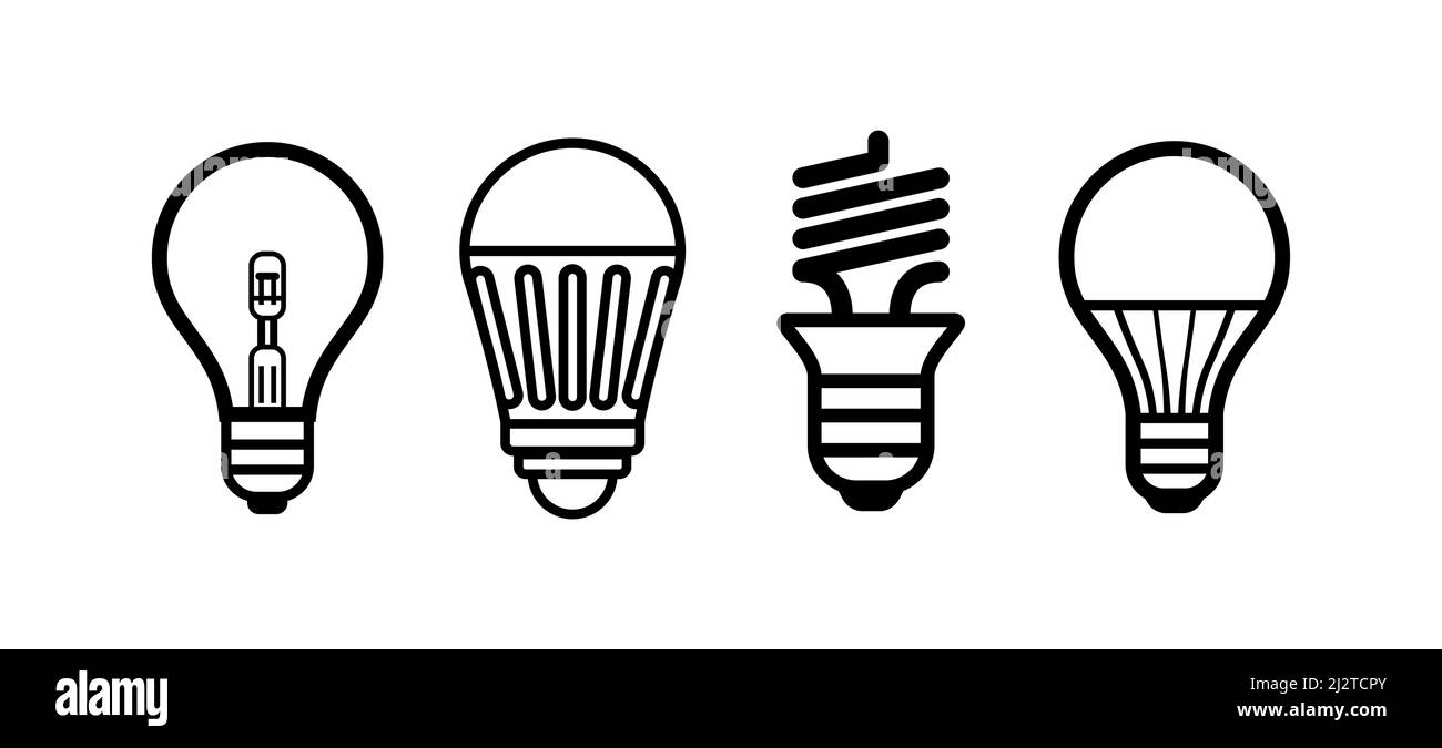 Icônes D'écologie D'ampoule Et De Lampe à Led Course Modifiable