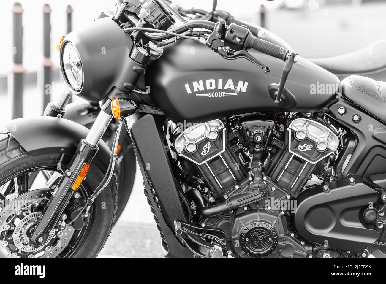 Moto SCOUTE INDIENNE en noir et blanc Banque D'Images