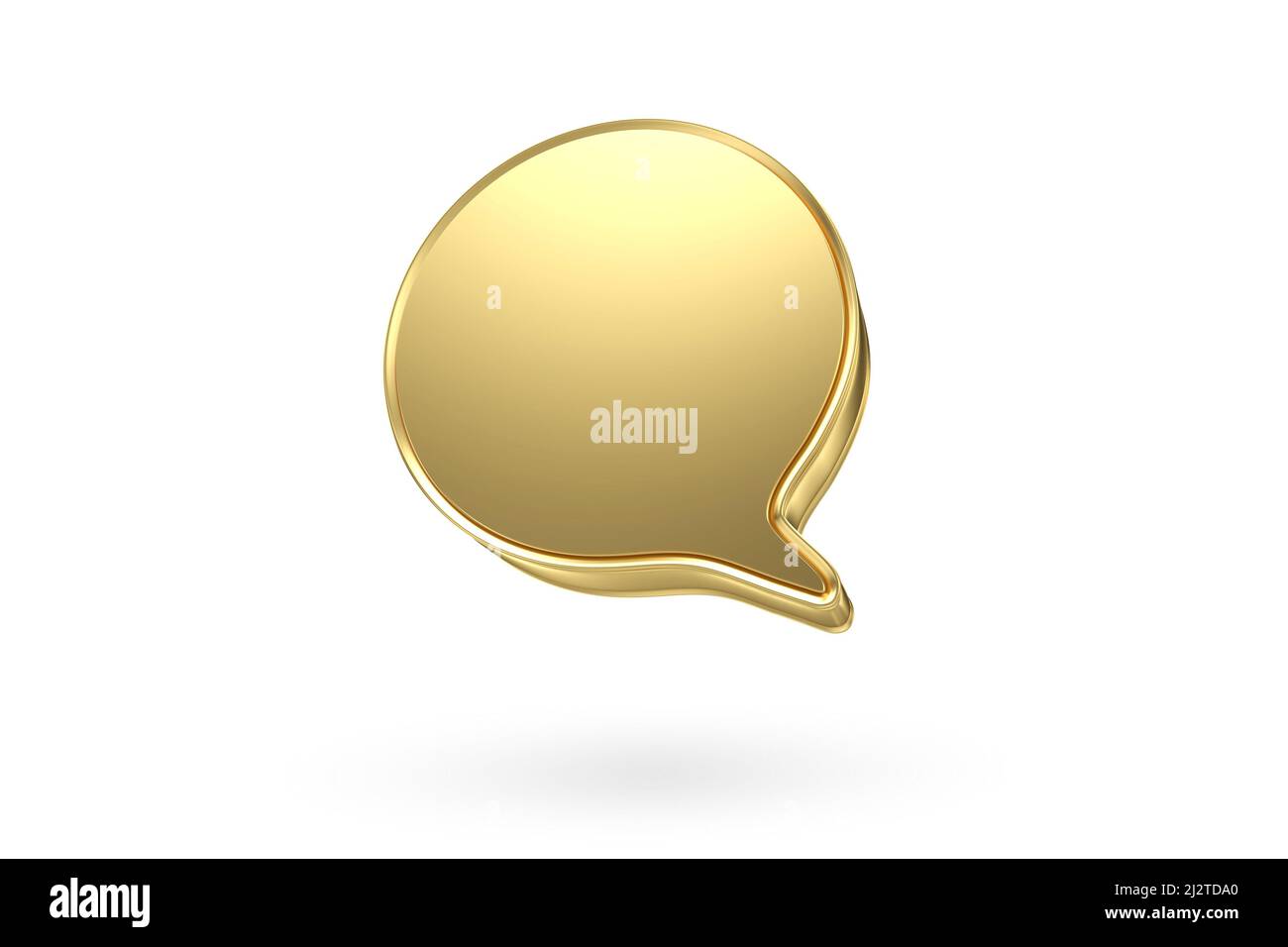 Broche de bulle de parole d'or vierge isolée sur fond blanc, 3D rendu Banque D'Images