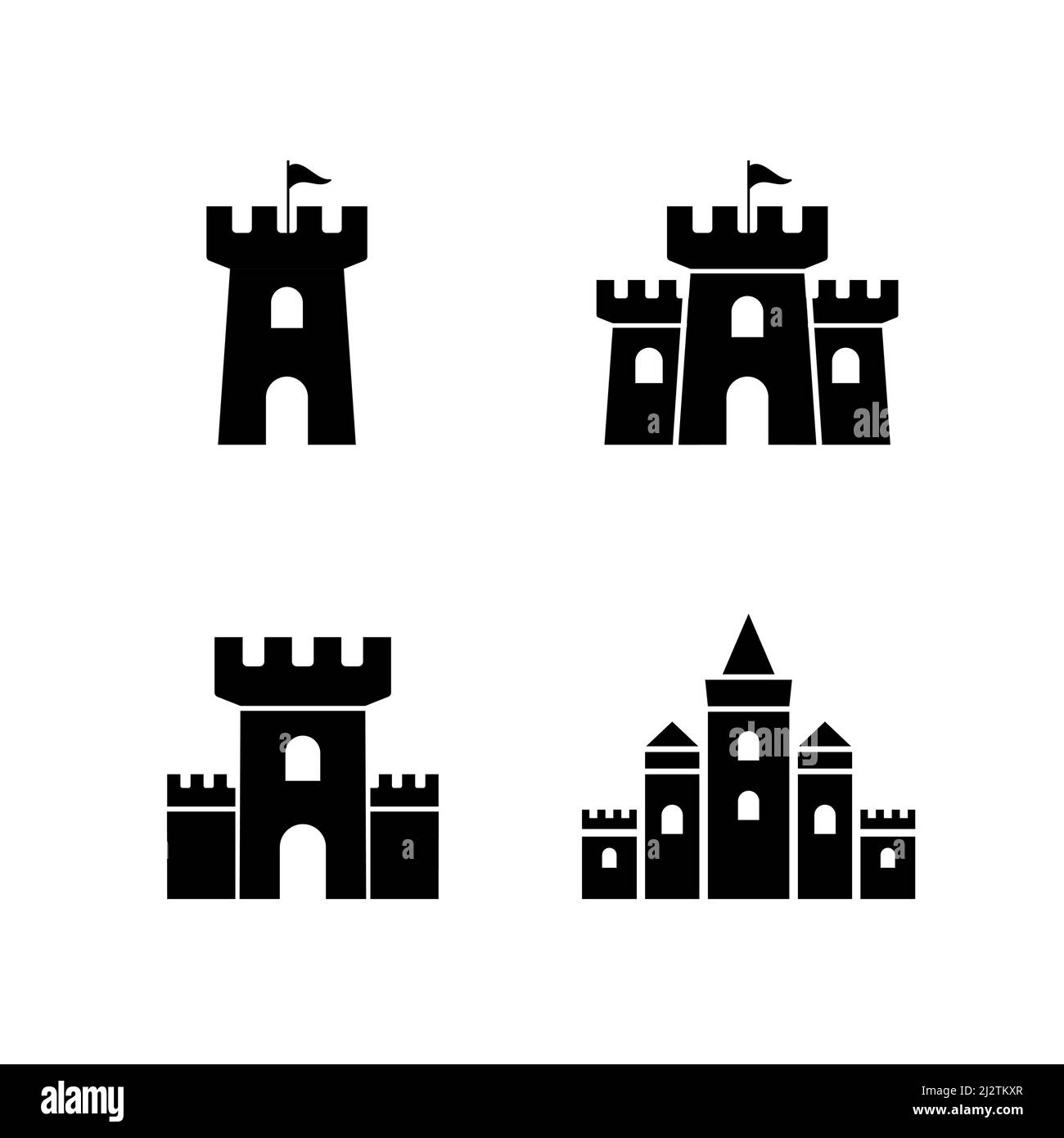 Château vecteur icône fort symbole tour.Logo de la tour du château, symbole de la silhouette médiévale Illustration de Vecteur