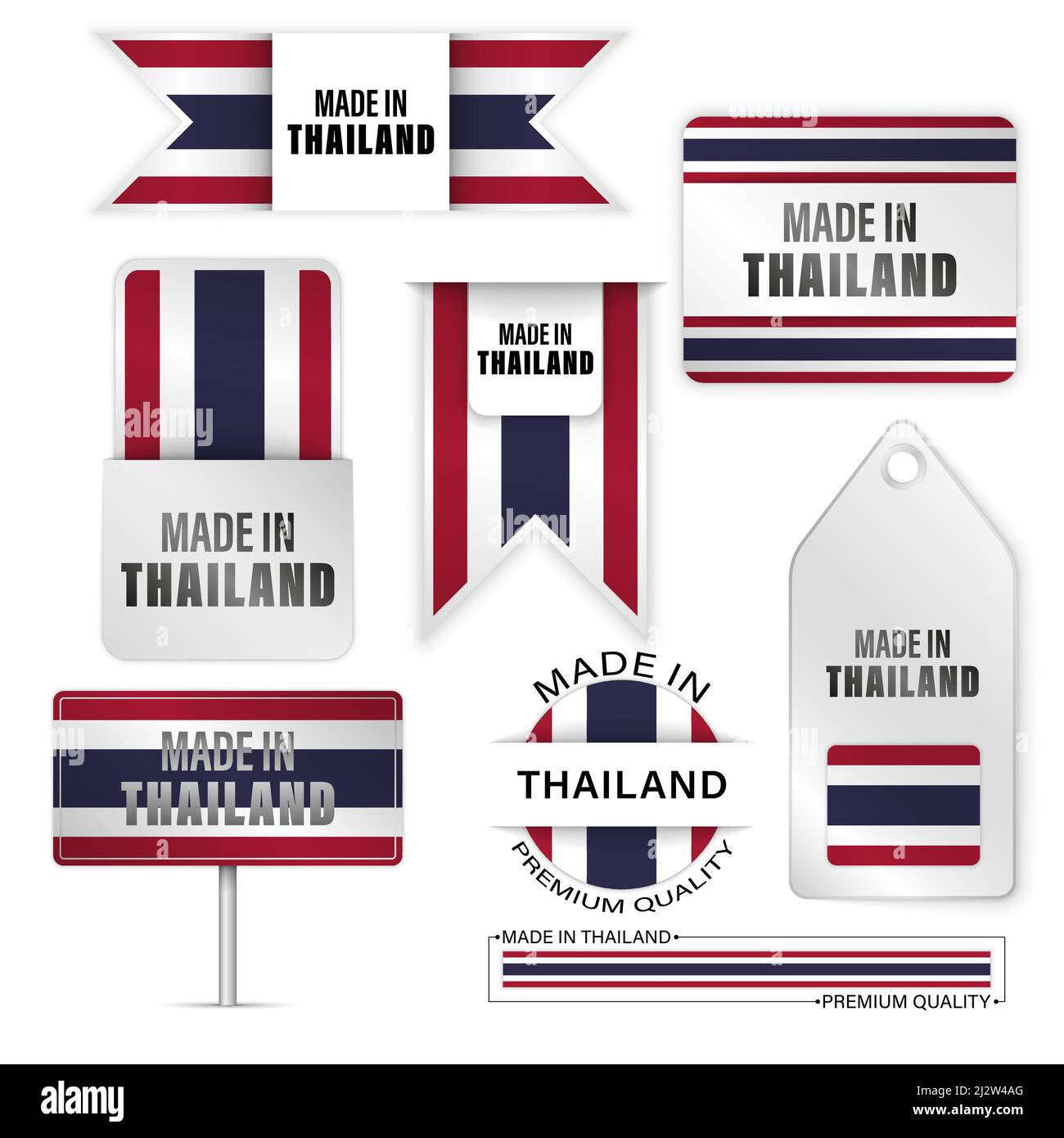 Jeu de graphiques et d'étiquettes fabriqués en Thaïlande. Certains éléments d'impact pour l'utilisation que vous voulez en faire. Illustration de Vecteur