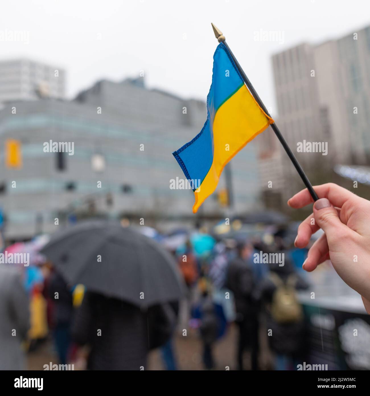 Les gens protestent contre la guerre en Ukraine. Agression de la Russie contre l'Ukraine. Soutien aux Ukrainiens aux États-Unis. Protection mondiale de l'Ukraine. Su Banque D'Images