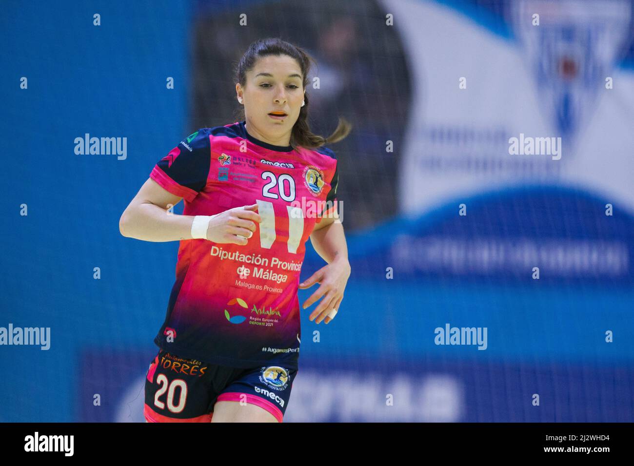 Arandjelovac, Serbie, 2nd avril 2022. Esperanza Lopez Jimenez, de la Costa del sol Malaga, réagit lors du match de la coupe européenne des femmes de l'EHF entre ZRK Bekament Bukovicka Banja et la Costa del sol Malaga à Arandjelovac, Serbie. 2 avril 2022. Crédit : Nikola Krstic/Alay Banque D'Images