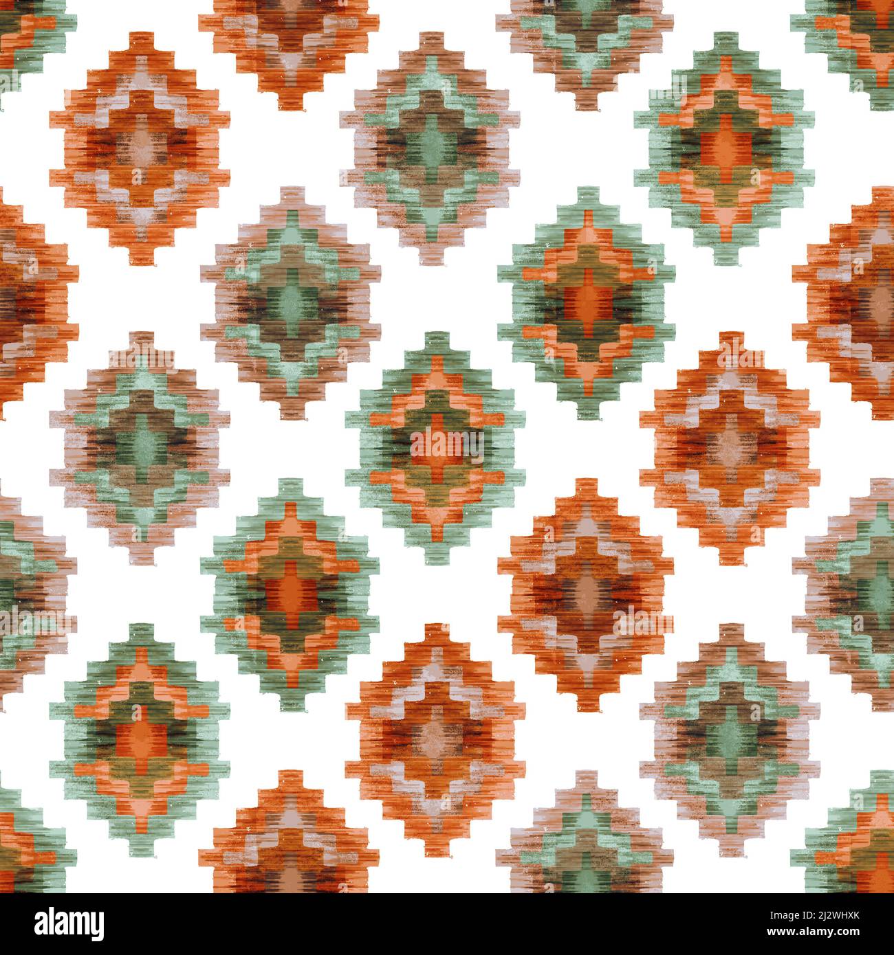 Tapis africain texturé sans couture multicolore, motif blanc Banque D'Images