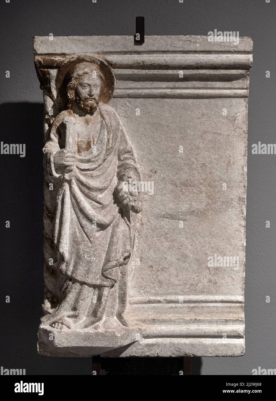 Saint-Pierre - marbre - ouvriers du nord de l'Italie du secon de la moitié du 14th siècle - Ferrara, Italie, Muséoum de la Cathédrale Banque D'Images