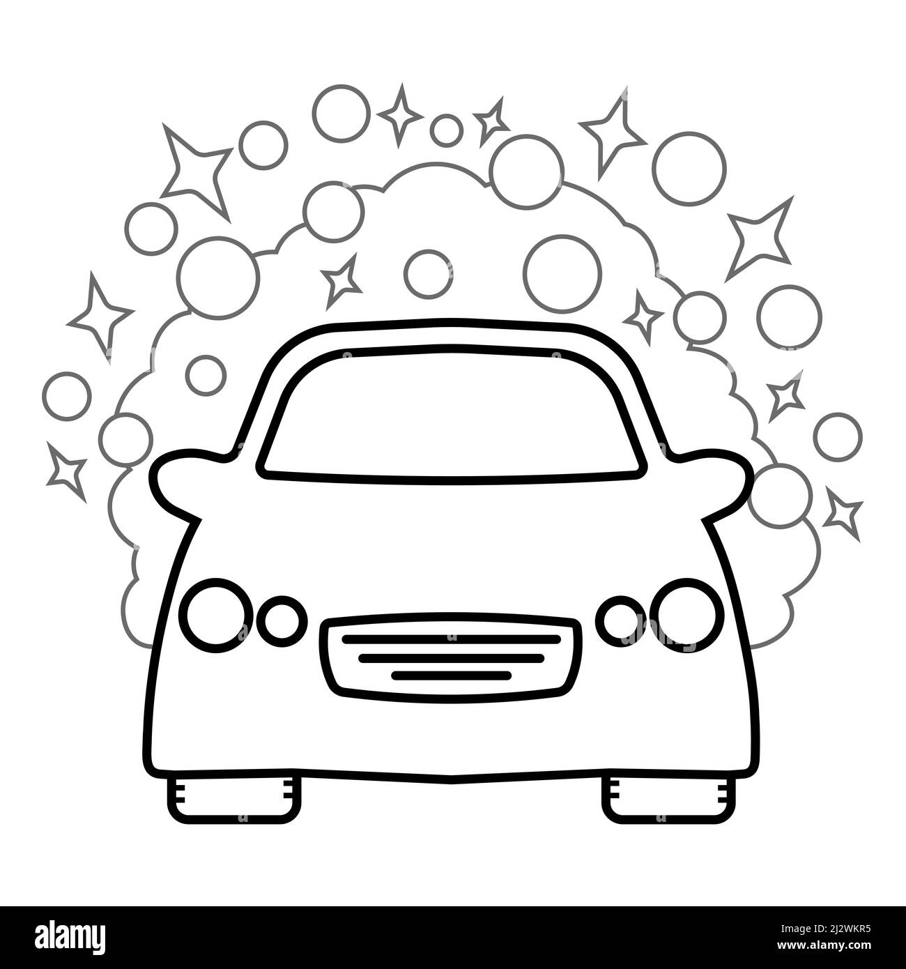 Logo de lavage de voiture, lavage de voiture avec de la mousse jusqu'à ce que le nettoyage soit étincelant Illustration de Vecteur