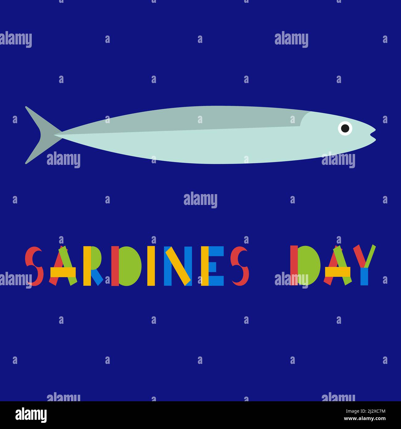 Carte couleur de la fête des sardines. Fête nationale. Vecteur. Illustration de Vecteur