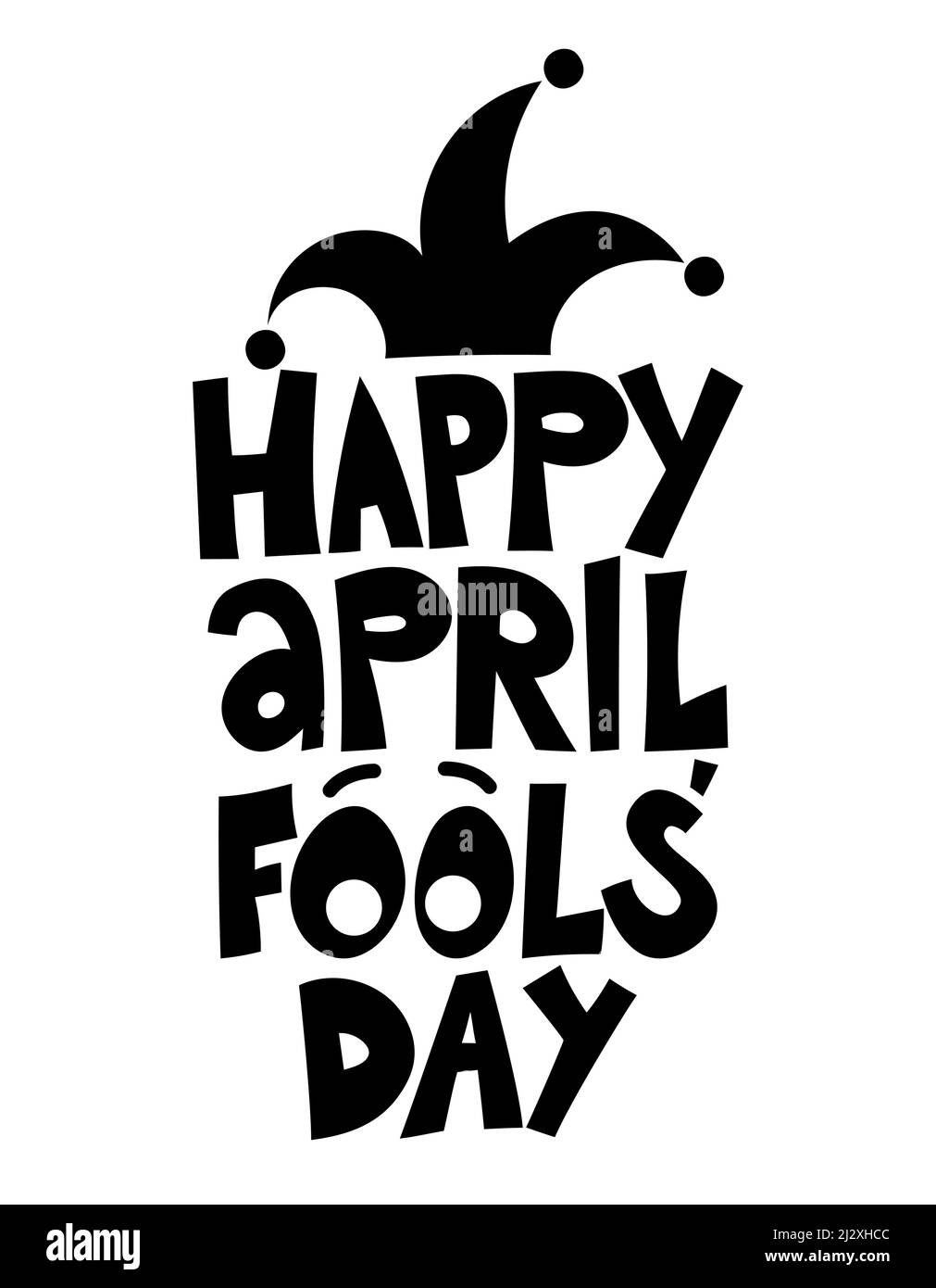 Happy April Foolss' Day - phrase lettrage dessinée à la main isolée sur fond blanc. Idéal pour les t-shirts, les tasses, les cadeaux et les presses à imprimer. Citation amusante. Illustration de Vecteur
