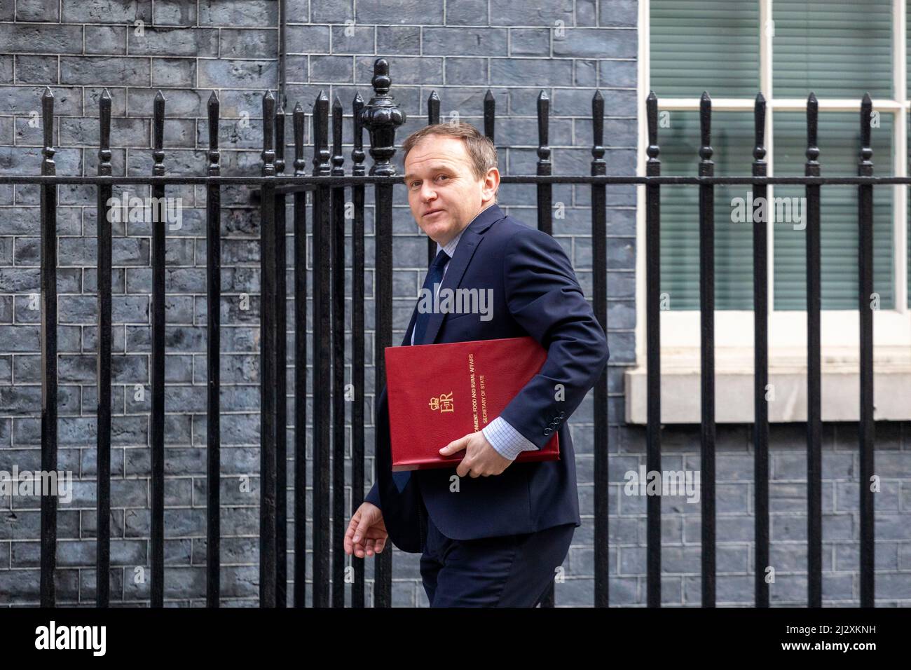 Le député de George Emeet, secrétaire d'État à l'Environnement, à l'alimentation et aux Affaires rurales, est vu au 10 Downing Street avant les réunions hebdomadaires du Cabinet. Banque D'Images