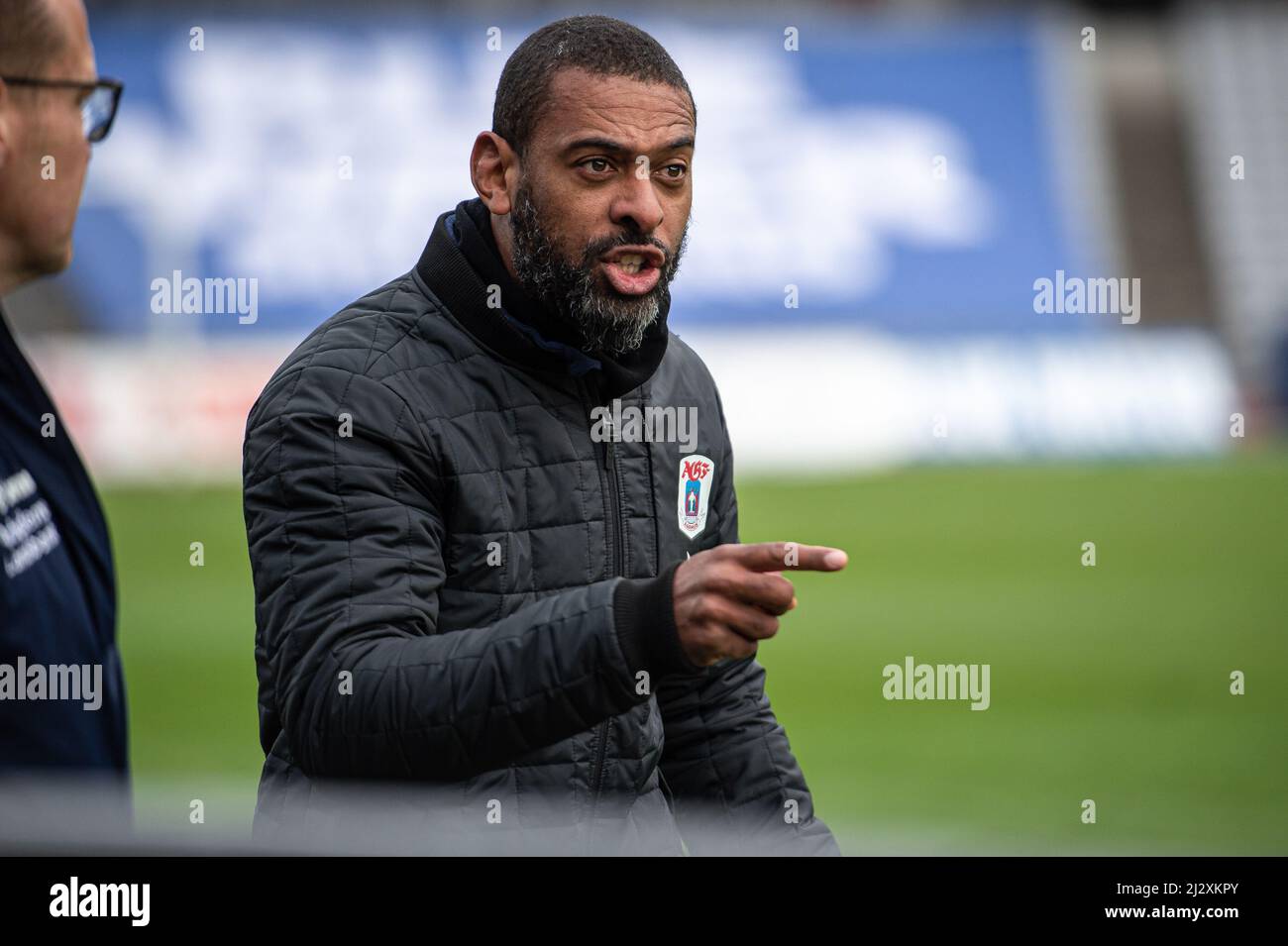 Aarhus, Danemark. 03rd, avril 2022. L'entraîneur-chef David Nielsen d'AGF a été vu lors du match Superliga de 3F entre Aarhus GF et Vejle Boldklub au parc Ceres d'Aarhus. (Crédit photo: Gonzales photo - Morten Kjaer). Banque D'Images