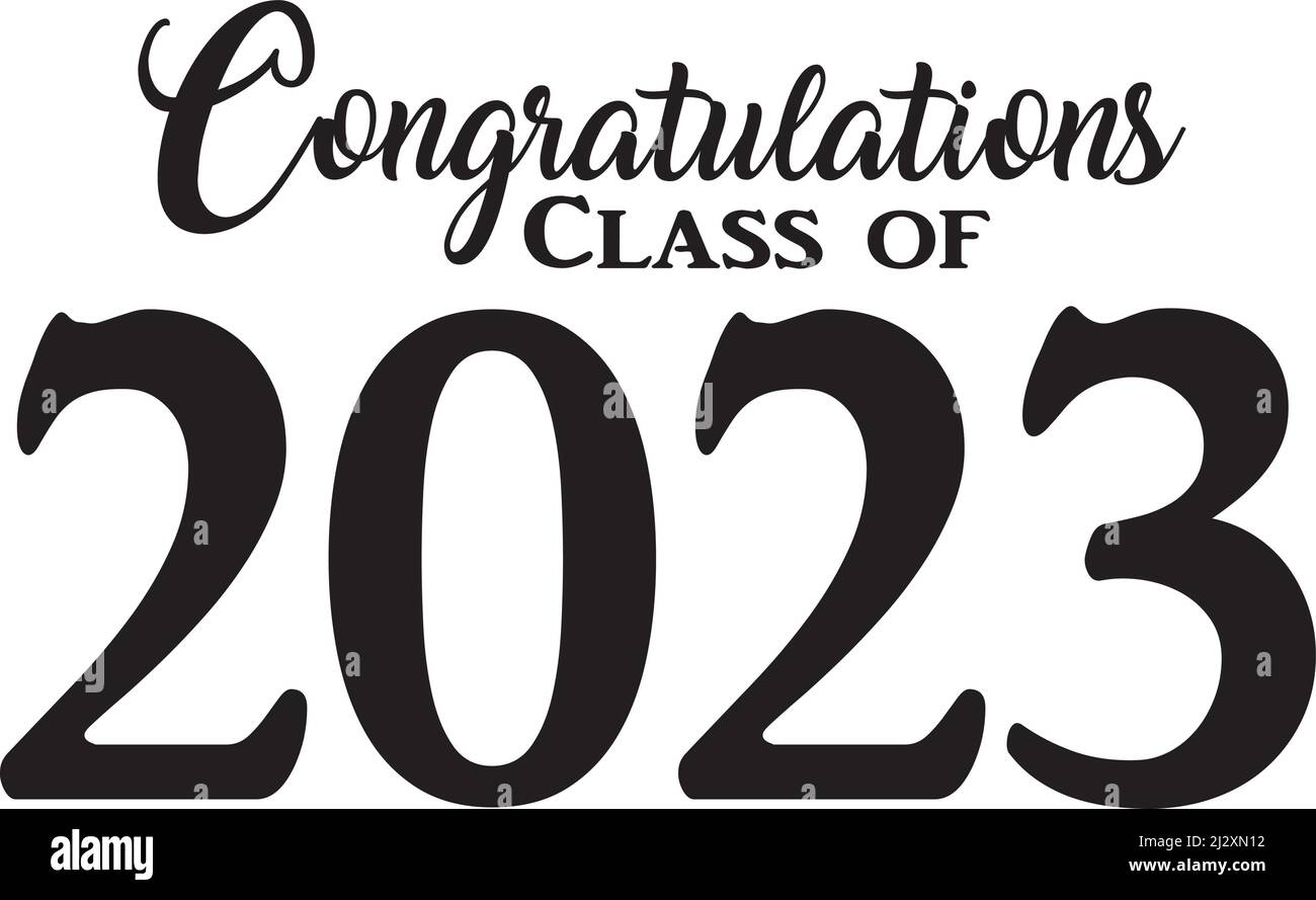 Classe de 2023 script noir et blanc Illustration de Vecteur