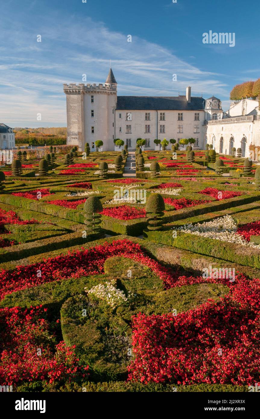 Château et jardins de Villandry, Villandry, Parc naturel régional Loire-Anjou-Touraine, Vallée de la Loire classée au patrimoine mondial de l'UNESCO, Indre et Loire Banque D'Images