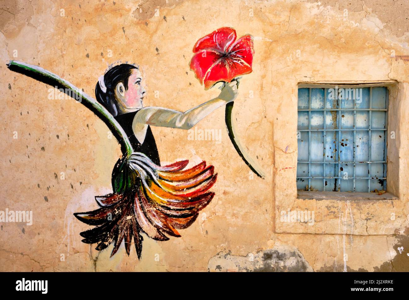 Tunisie, région sud, gouvernorat de Medenine, île de Djerba, village d'Erriadh, Djerbahood, village investi par des artistes de rue Banque D'Images