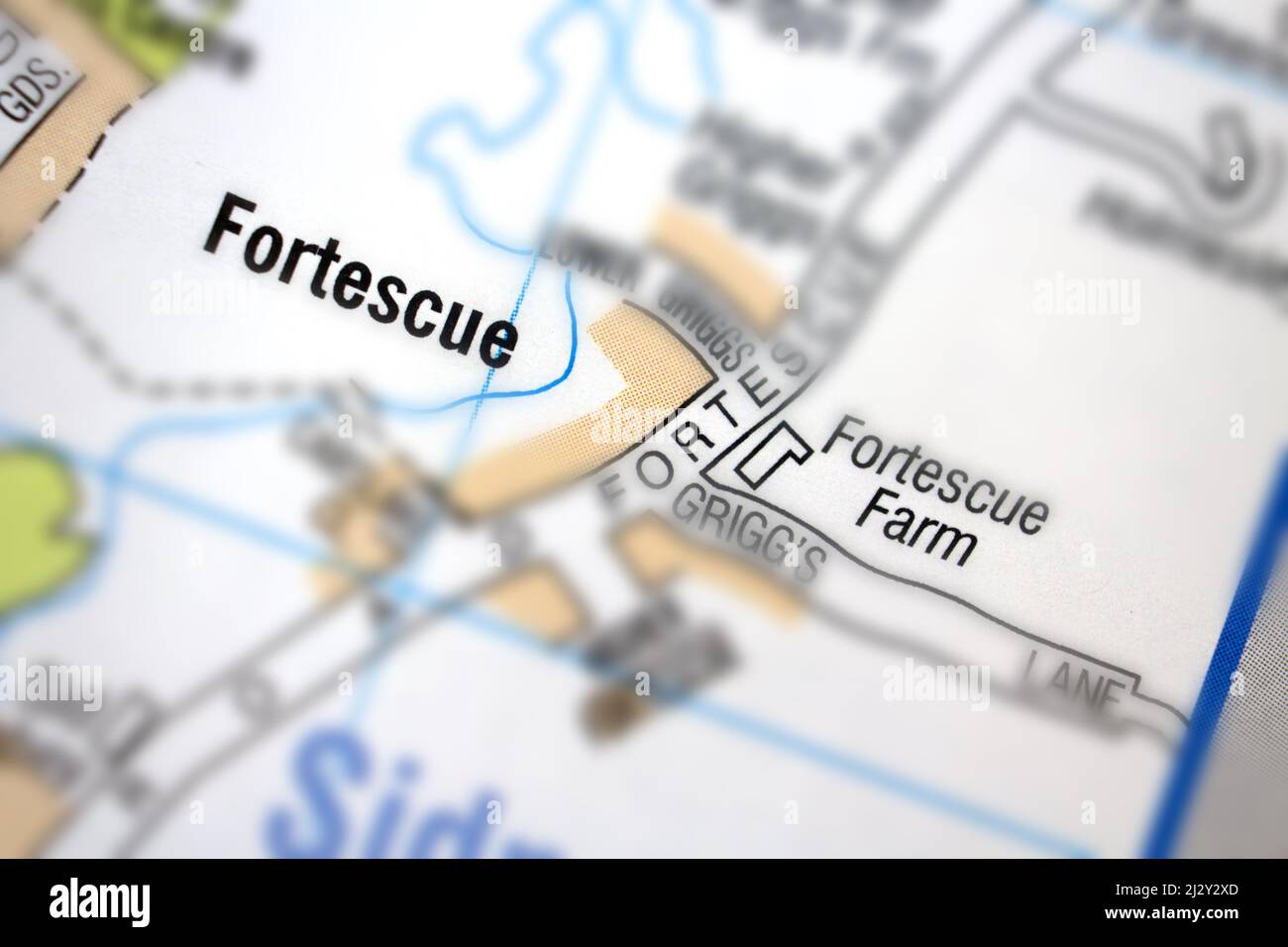 Village de Fortescue Sidmouth, Devon, RoyaumeUni carte de l'atlas