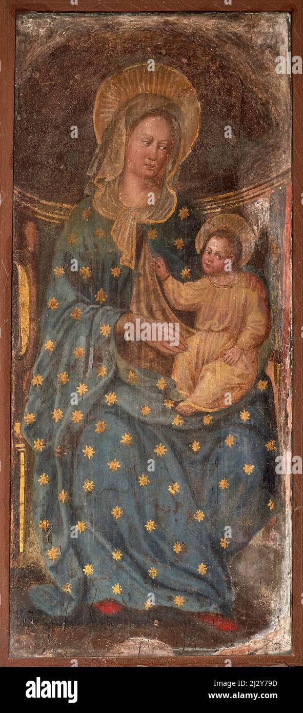 Madonna avec l'enfant - fresque - peintre Ferrara du 16th siècle - Ferrara, Italie, Château d'Este Banque D'Images